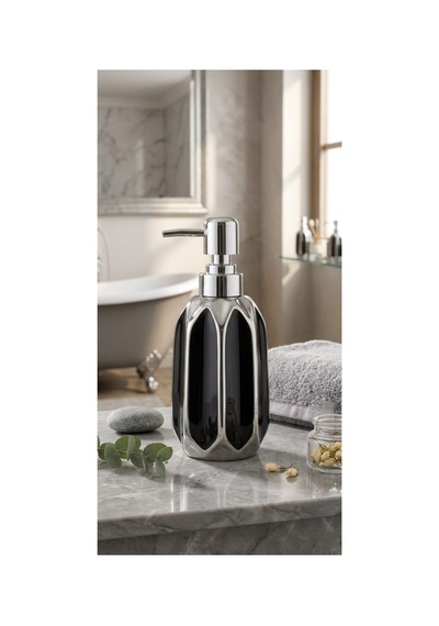 Porselen Sıvı Sabunluk - Lüks Banyo Ve Mutfak Sabunluk - 350 Ml Siyah - 887961818 Siyah