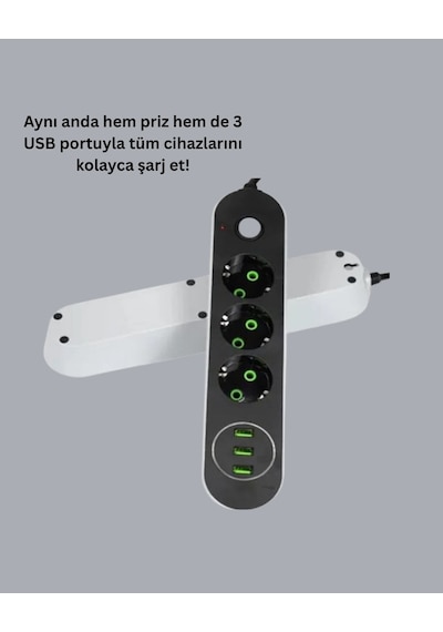 3 Usb Portlu Üçlü Priz Cxe103 Normal