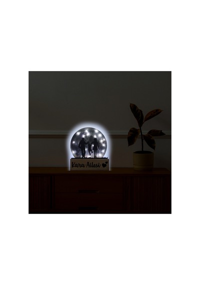 Led Işıklı Pleksi Dolunay Kişiselleştirilebilir Biblo Valeri Çocuklu Çift Anahtar Askılığı Gri - 737204852 Gri