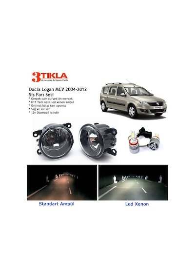 Dacia Logan MCV 2004-2012 Beyaz Led Xenon Sis Farı Seti