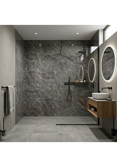 30x60 Cm Kendinden Yapışkanlı Duvar,banyo,tezgah Arası Kaplama Antrasit Mermer 12 Adet 8807-30-12