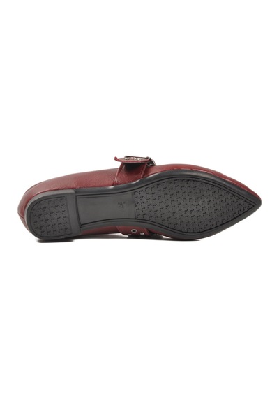 Bordo Cilt Kemerli Hafif Esnek Kadın Babet 209166 Z Bordo Cilt
