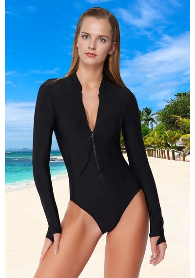 Ersefa Yüzme Kıyafeti Tasarım Mayo Swimsuit Yüksek Konfor Uv Korumalı Su Siyah