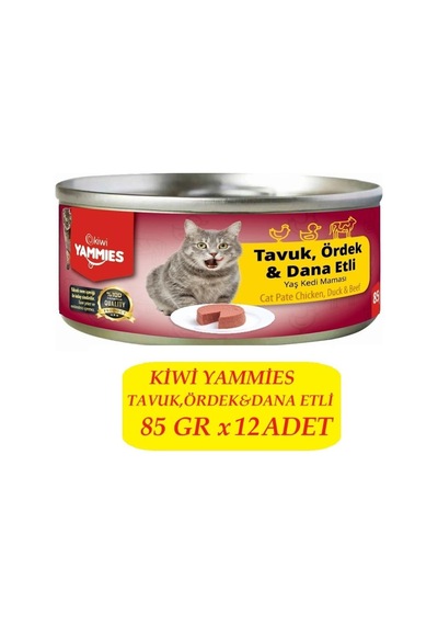 Kiwi Kcm-50391 Tavuk-ördek-dana Etli Kedi Konserve 12 Adet X 85gr
