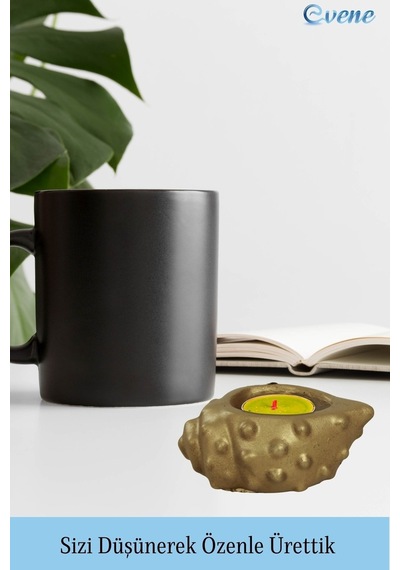 Mumluk Şamdan Tealight Mum Uyumlu Deniz Kabuğu Model - Altın