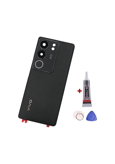 Vivo V29 Siyah Arka Kapak Batarya Kapağı Pil Kapağı Yapışkan Ve Sökme Aparatıyla Beraber Full Set Siyah