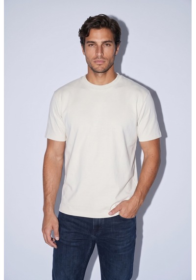 O Yaka Fırçalı 2 İplik T-shirt Jsco Taş