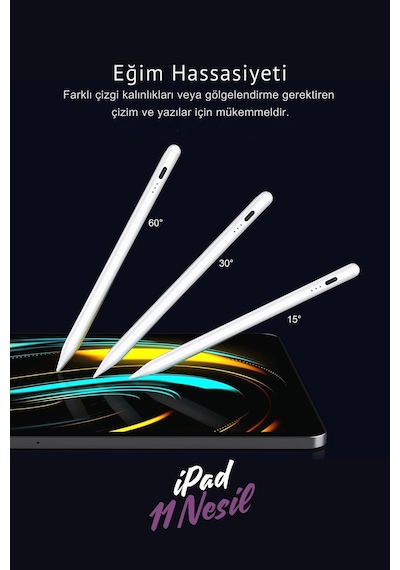 Apple Uyumlu iPad  11 Nesil A16 2025 M3 Avuçiçi Red Ve Eğim Özellikli Manyetik Yapışan Dokunmatik Kalem