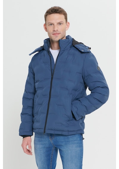 AC&Co / Altınyıldız Classics Erkek Lacı Standart Fit Normal Kesim Kapüşonlu Desenli Mont Lacı Lacivert