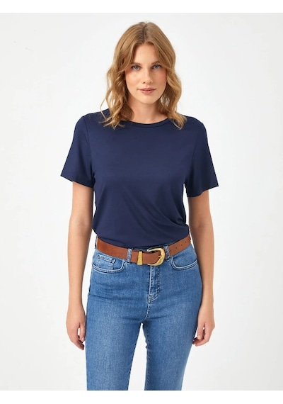 Faik Sönmez Kadın T-shirt B00002 Lacivert