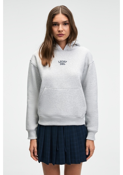 Grımelange YUMEA Kadın Oversize Kapüşonlu Baskılı Grimelanj Sweatshirt