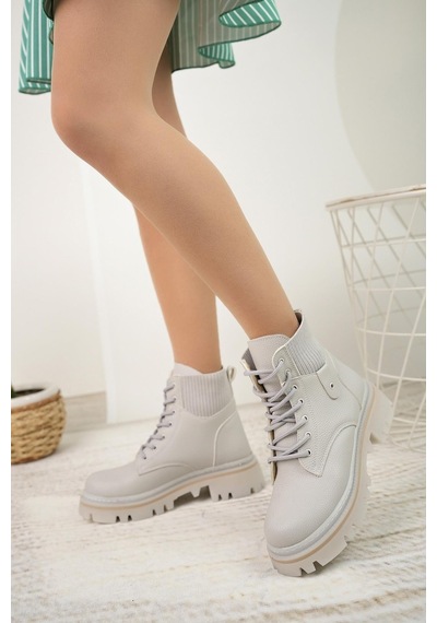 Nesil Shoes Dvm 5003 Gri Bağcıklı Kadın Bot-gri Gri