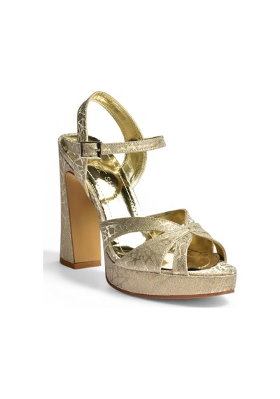 Fox Shoes Y246170214 Altın Sim Kalın Platform Topuklu Abiye Ayakkabı