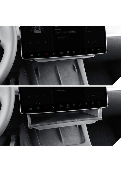 Tesla Model Y Juniper İçin Uyumlu Ekran Altı Gizli Saklama Kutusu Siyah
