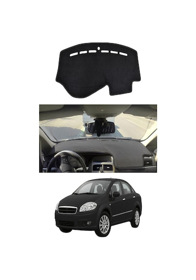 Fiat - Linea 2006-2018 Uyumlu Torpido Koruma Kılıfı - Siyah Şeritli