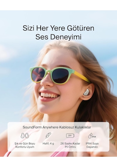 Belkin Soundform Anywhere Kablosuz Kulak İçi Kulaklık, Hafif, Uzu
