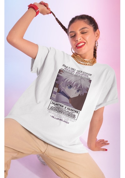 Sevbano Tasarım Killua Zoldyck Hunter X Hunter Baskılı Unisex Oversize An Beyaz Sevbano Tasarım Killua Zoldyck Hunter X Hunter Baskılı Unisex Oversize An Beyaz
