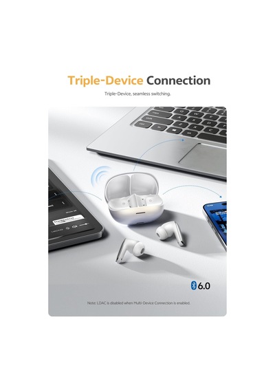 Melobuds N65-6.0 Bluetooth Kulaklık Hi-res Ldac 60 Db Adaptif Anc - Eller Serbest, 45 Ms Acı Kahverengi