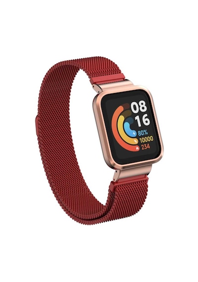 Xiaomi Redmi Watch Mi Watch Lite Uyumlu Krd-58 Metal Zore Kordon-kırmızı