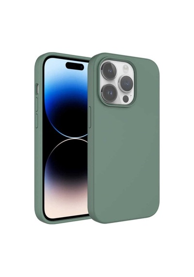 Apple Uyumlu iPhone 14 Pro Kılıf Sıvı Teknolojili Silinebilir Sert Zore Kivi Kapak Koyu Yeşil