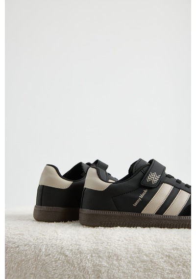 Tonny Black Termo Taban Yanı Şeritli Cırtlı Bağcıklı Sneaker Çocuk Unisex Siyah Bej Sneaker Tbzer040