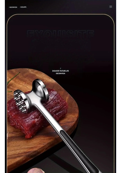 Çelik Çift Taraflı Biftek Et Döveceği Tırtıklı Çekiç Tipi 21 Cm Metal