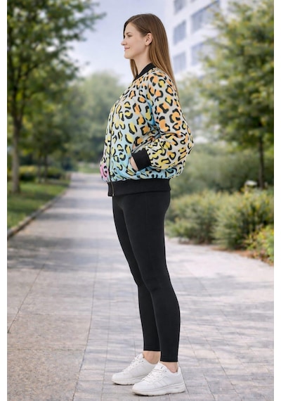 Alexandergardi Leopar Desenli Fermuarlı Sweatshirt Siyah