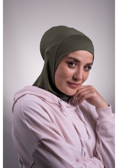 Hürrem Bone Haki Pratik Hazır Geçmeli Bone Viskon Kumaş Hijab Spor 2106_09 Haki