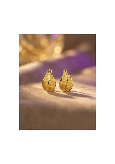 22 Ayar Altın Küpe Yaprak Modern Tasarım 2.81gr Kadın - K000748