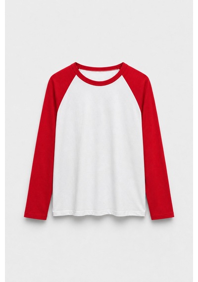 Suud Collection Kırmızı Reglan Çift Renk Tişört