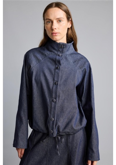 Defacto Dik Yaka Büzgülü Regular Fit Jean Görünümlü Ceket I4072ax26aunv42 Lacivert-nv42