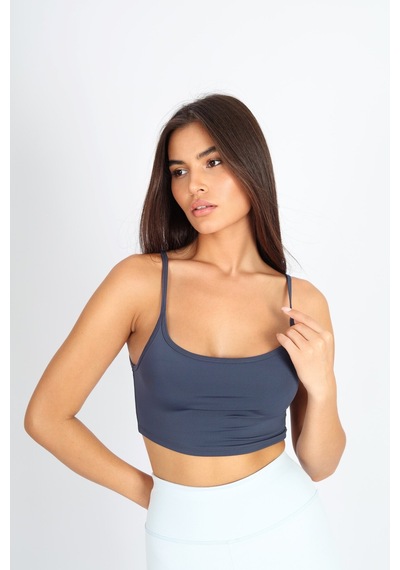 Soft&Basic Crop Fit Indıgo Askılı Spor Bra Mavi