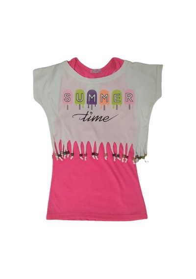 Pamino Kız Çocuk Badi İkili Pembe Beyaz Pembe