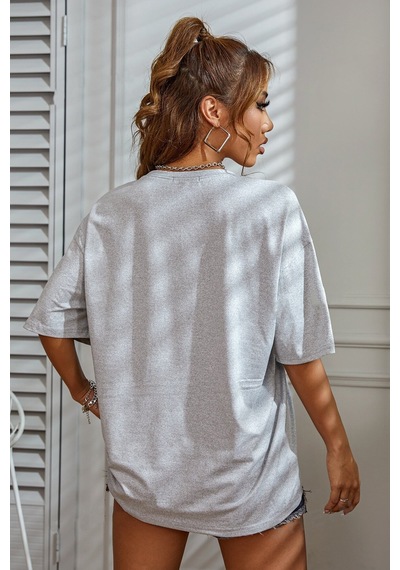 Unisex Palm Springs Baskılı T-shirt Gri