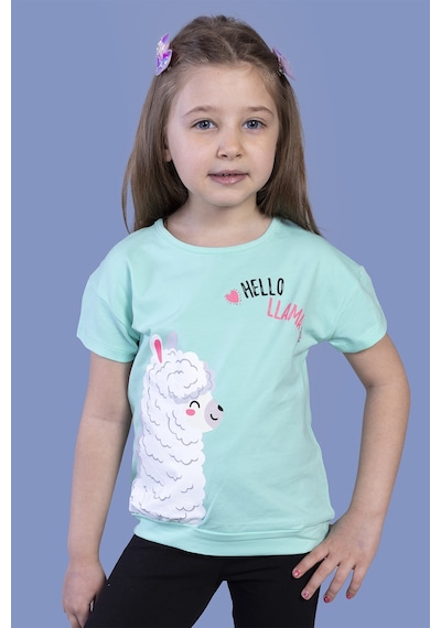Toontoy Kids Toontoy Kız Çocuk Kuzu Baskılı Tişört Mint Yeşili
