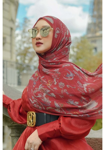 Buttonscarves Autograph Piliseli Şal - Cerise Kırmızı