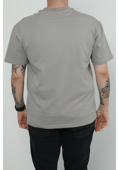 Hscstore Erkek Bisiklet Yakalı Kül Rengi Tişört - 8417-kül Gri