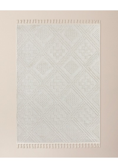 Madame Coco Rayford Saçaklı Halı - Kemik - 200x300 Cm Çok Renkli