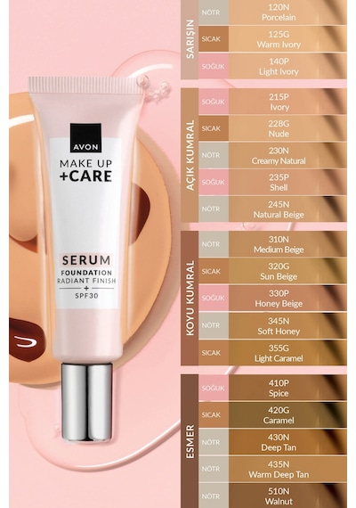 Avon Make Up Care 3'ü 1 Arada Serum Fondöten 435N Warm Deep Tan