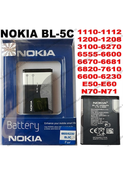 Nokia Bl-5c 1100 1101 1110 1110i 1112 1200 1208 1209 Batarya Pil
