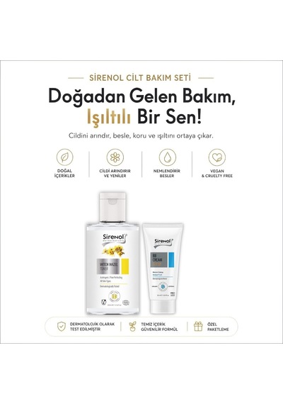Sirenol Natural Cadı Fındığı Cilt Sıkılaştırıcı ve Gözenek Temizleyici Tonik 300 ML + BB Krem SPF30 Orta Ton