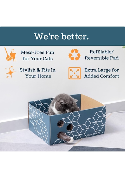 Kapalı Kediler İçin Doldurulabilir Çift Taraflı Kedi Scratcher Pad İle Ağır Karton Kedi Kazı Kazan Kutusu