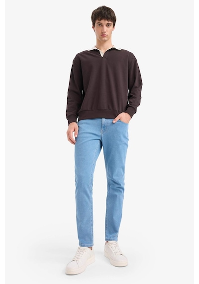 Defacto Boxy Fıt Polo Yaka Sweatshirt E6523AX24WN Kahve