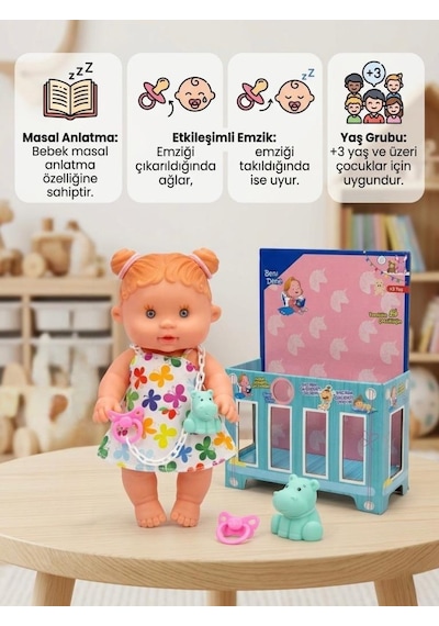 Etkileşimli Akıllı Masal Anlatan Ağlayan Emzikli Eğitici Pilli Oyuncak Et Bebek Ve Minik Arkadaşı 94594295
