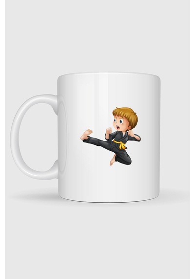 Karate Martial Arts Baskılı Kupa Bardak beyaz