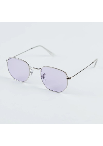 Beşgen Lila Navy Unisex Güneş Gözlüğü Gümüş