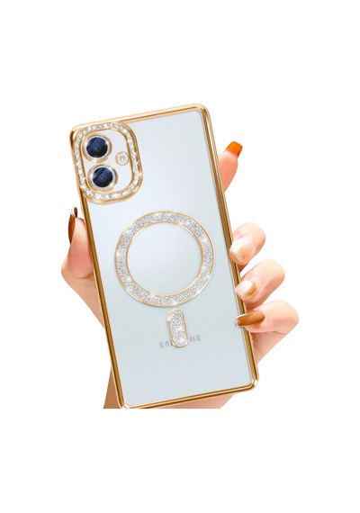 Samsung Galaxy A06 Joke Simli Magneticsafe Kılıf - Gold 0.2M-Çok Renkli