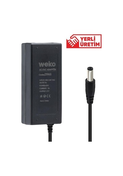 Weko 21 Volt 2 Amper Yerli Üretim Masaüsütü 5.5 2.5 Uçlu Şarjlı Matkap Adaptörü