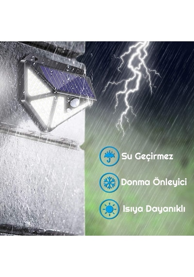 Upway 166 Led 3 Mode Pır Hareket Sensörlü 5 Taraflı Işık Solar Lamba