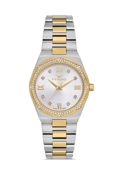 Ferro Fl21518awt-d Quartz Çelik Altın/gri 30 Mm Kadın Kol Saati Gri